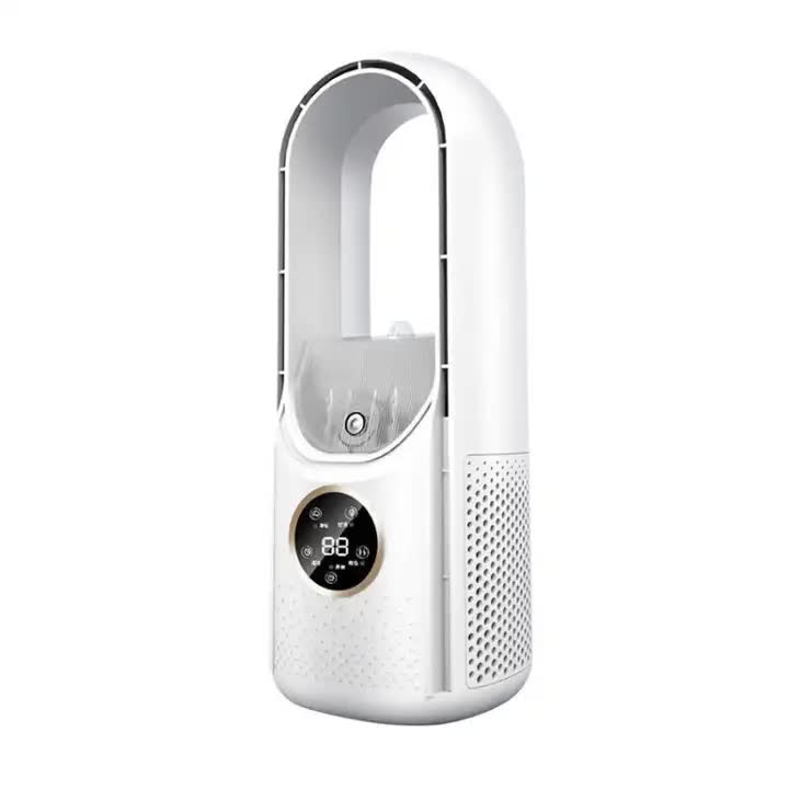 White Desktop Cooling Fan with Humidifier - Bladeless USB Power Spray Air Cooler for Office, Personal Use, and Humidifyi