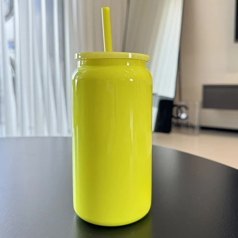 Yellow 16oz 304 Stainless Steel Insulated Travel Mug - Portable Outdoor Coffee Cup, Double-Wall Thermos for Hot & Cold B