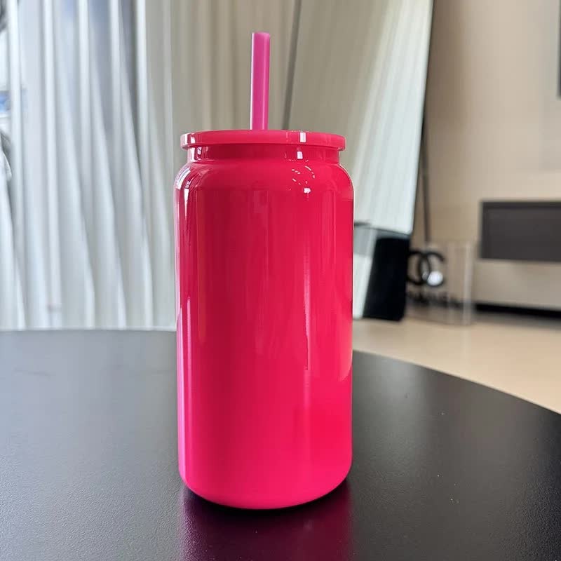 Hot Pink 16oz 304 Stainless Steel Insulated Travel Mug - Portable Outdoor Coffee Cup, Double-Wall Thermos for Hot & Cold