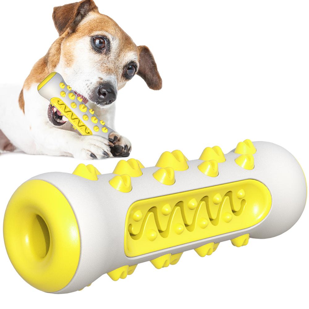 Yellow Dog Squeaky Toys For Aggressive Chewers, Tough Toothbrush Dog Chew Toy, Nearly Indestructible Rubber Toys For Pet