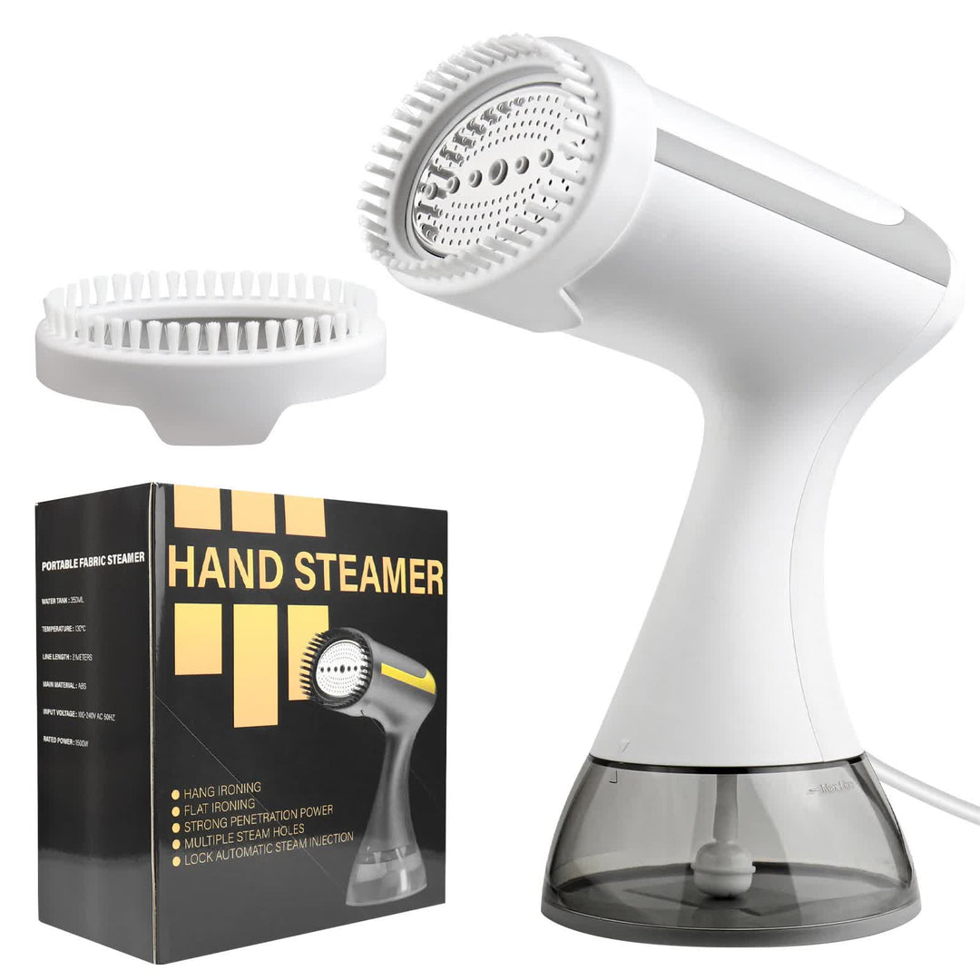 White Handheld Garment Steamer - Portable Mini Steam Iron for Home Use, Wrinkle Remover & Fabric Freshener, Small Travel