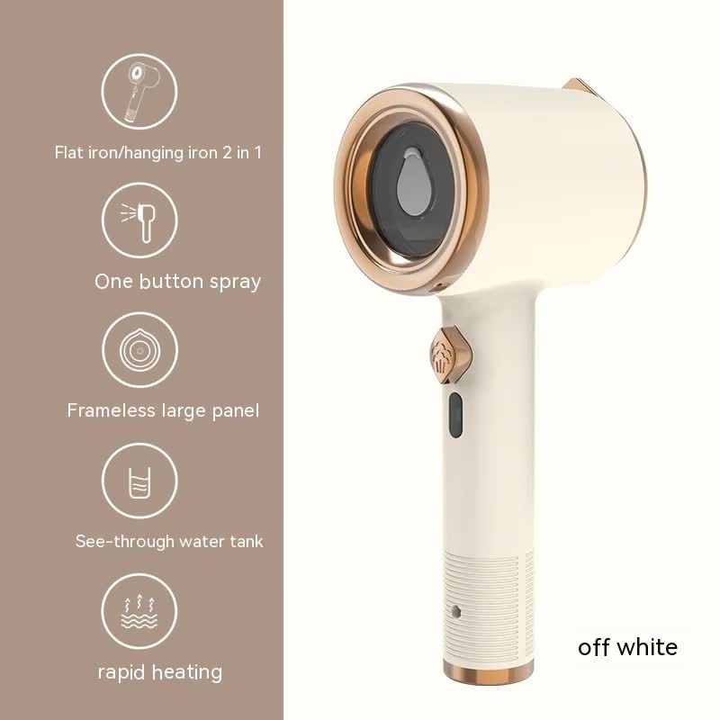 White Handheld Garment Steamer with Spray Function - Portable 2-in-1 Wet and Dry Mini Steam Iron for Clothes, Wrinkle Re
