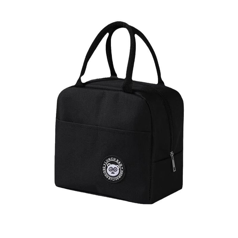 Black Insulated Lunch Bag - Waterproof, Oil-Proof Bento Bag for Students and Workers, Thickened Aluminum Foil Lunch Carr