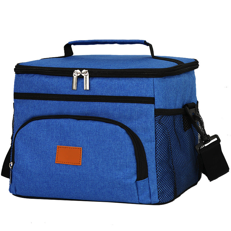 Blue Large Capacity Picnic Bag - Waterproof PEVA Insulated Cooler Bag, Outdoor, Car Use, and Shoulder Crossbody Thermo B