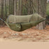 Military Green Outdoor Camping Hammock with Mosquito Net, Anti-Tip Nylon Fabric, Single/Double Person Quick-Setup Hammoc