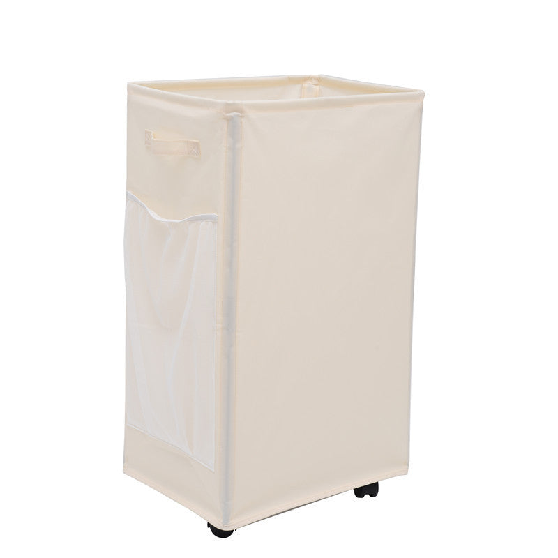 White Foldable Yoga Storage Basket, Oxford Fabric Laundry Hamper, Multi-Purpose Organizer for Toys and Bathroom Essentia