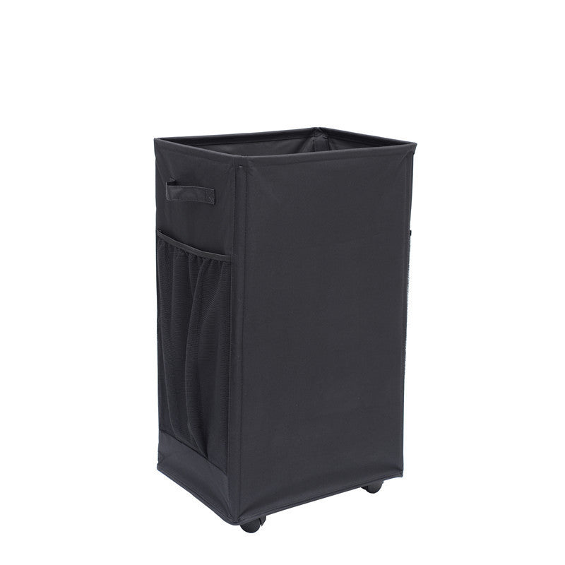 Black Foldable Yoga Storage Basket, Oxford Fabric Laundry Hamper, Multi-Purpose Organizer for Toys and Bathroom Essentia