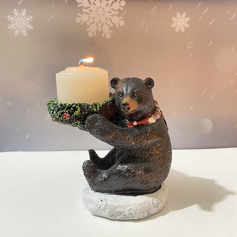 Bear With Candlestick In Hand Candle Holder â€“ Unique Aromatherapy Table Decor