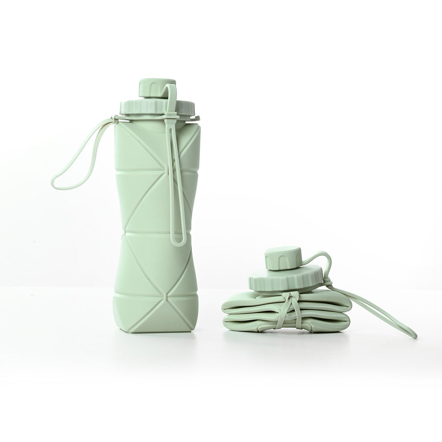 Green 600ml Silicone Folding Water Bottle â€“ Eco-Friendly Collapsible Travel Bottle600ml Silicone Folding Water Bottle 