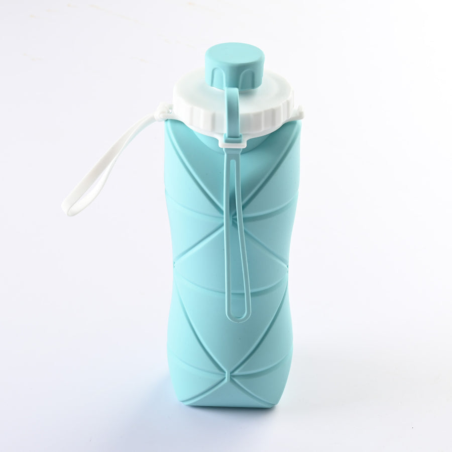 Blue 600ml Silicone Folding Water Bottle - Eco-Friendly Collapsible Travel Bottle600ml Silicone Folding Water Bottle - E