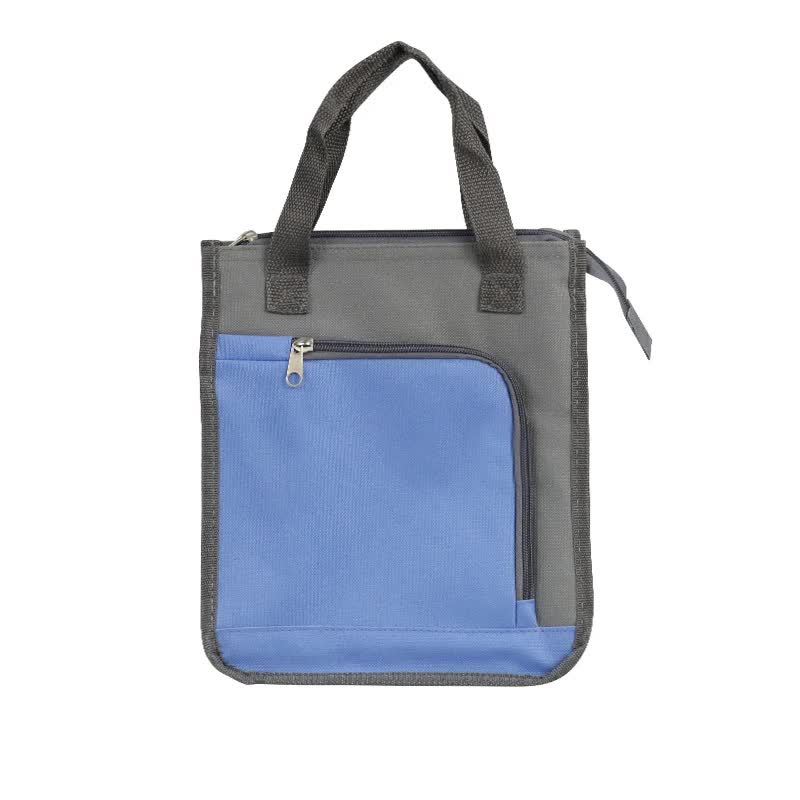 Blue Portable Insulated Lunch Bag for Office, Picnic, and Grocery Use
