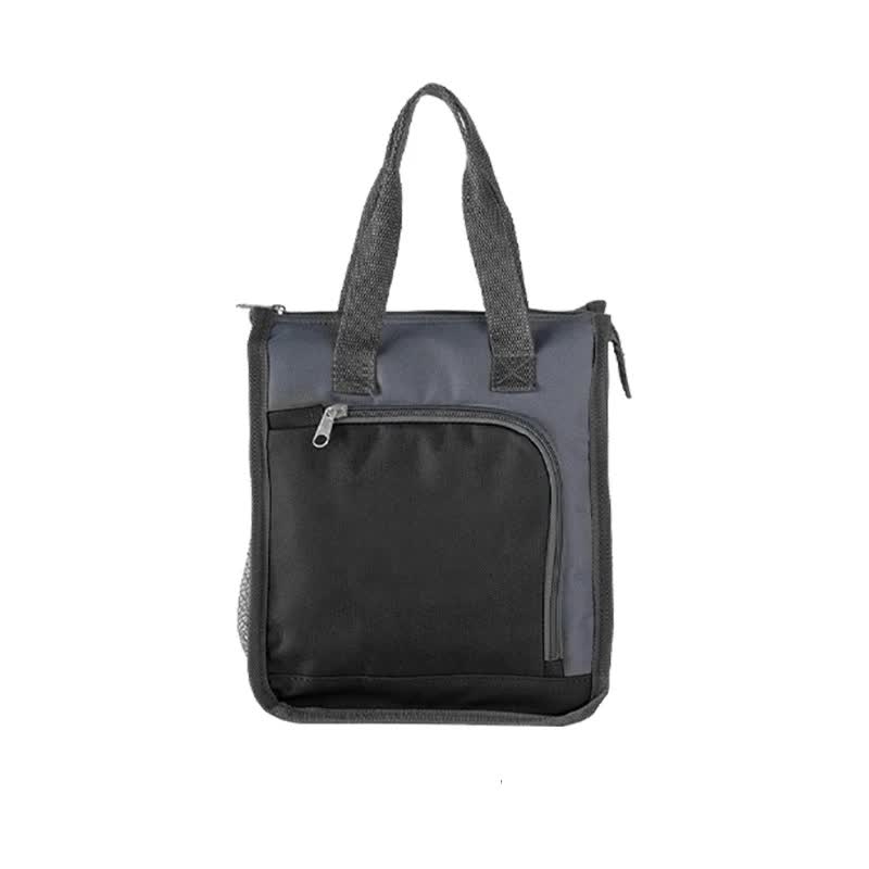 Black Portable Insulated Lunch Bag for Office, Picnic, and Grocery Use