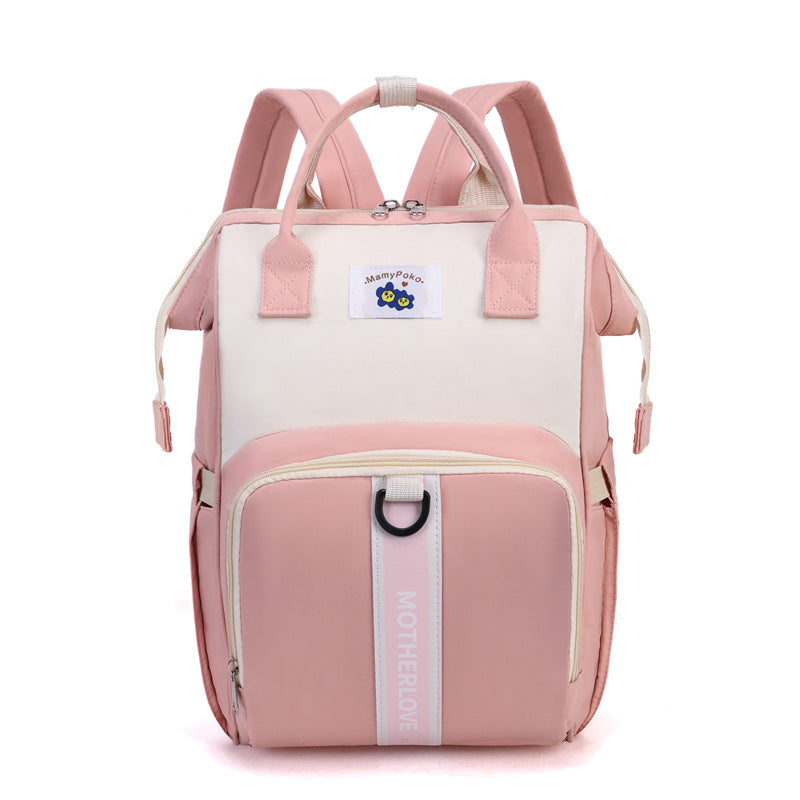 Pink New Large Capacity Mommy Bag  Portable and Lightweight Multi-Function Diaper Backpack, Stylish Baby and Mom Storage Bag