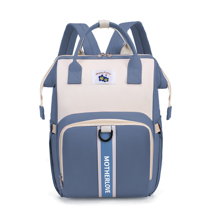 Blue New Large Capacity Mommy Bag  Portable and Lightweight Multi-Function Diaper Backpack, Stylish Baby and Mom Storage Bag