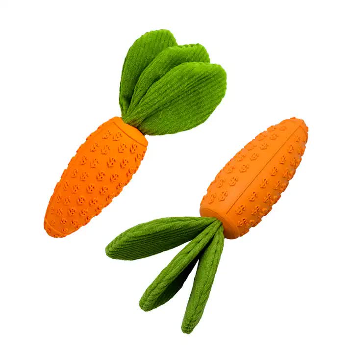 2 PCS Durable Rubber Carrot Dog Toy â€“ Squeaky Chew Toy for Large Dogs, Puppy Teething & Dental Care, Interactive Play 