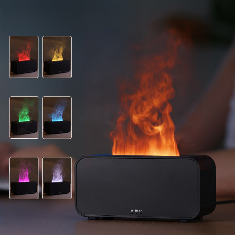 Black Timing Simulation Aroma Diffuser Usb Household Flame Humidifier Aromatherapy Machine Spray Air Flame Humidifier Di