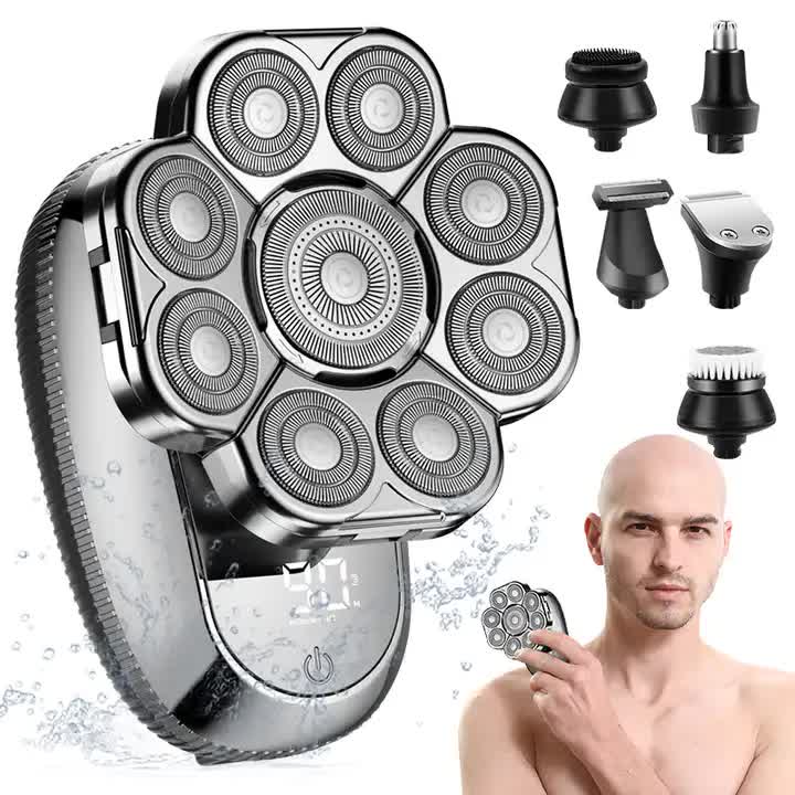 New Digital Display 9-Blade Electric Shaver â€“ 6-in-1 Rechargeable Head Shaver & Grooming Kit for Smooth Shaving and Ha