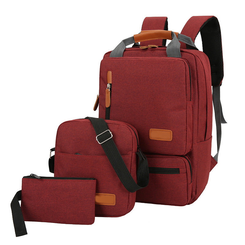 Red 3-Piece Backpack Set â€“ Menâ€™s & Womenâ€™s Student Travel Backpack, Casual Backpack, Laptop Bag, Notebook Bag, Com