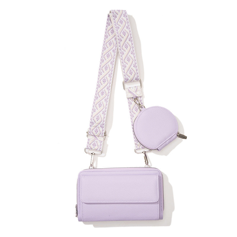 Light Purple 2-piece combination new mobile phone shoulder bag niche design one-shoulder messenger bag mobile phone bag 