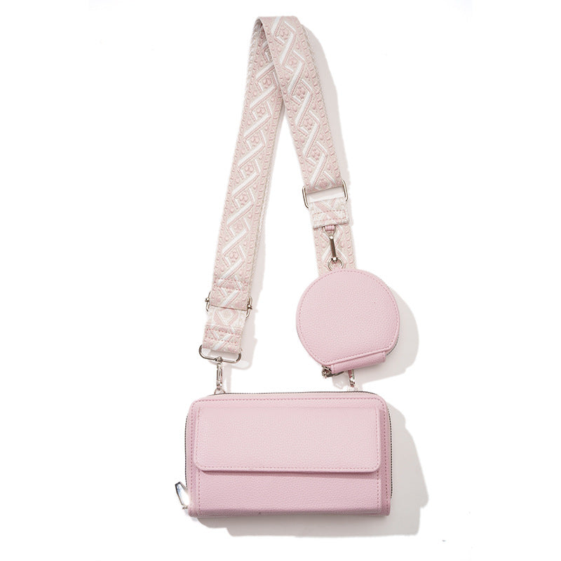 Light Pink 2-piece combination new mobile phone shoulder bag niche design one-shoulder messenger bag mobile phone bag mu