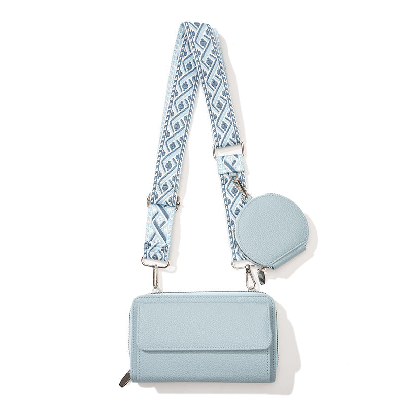 Light Blue 2-piece combination new mobile phone shoulder bag niche design one-shoulder messenger bag mobile phone bag mu