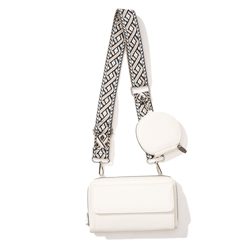 White 2-piece combination new mobile phone shoulder bag niche design one-shoulder messenger bag mobile phone bag multi-f