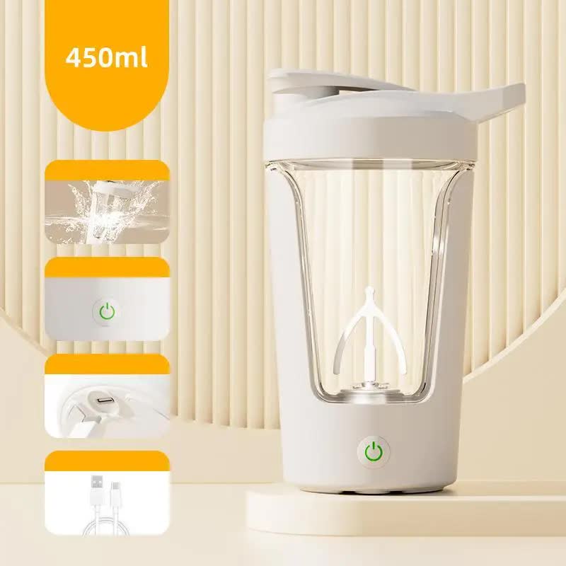 White USB Rechargeable Automatic Stirring Cup - Leak-Proof, Temperature Resistant, and Shockproof Electric Coffee and Pr