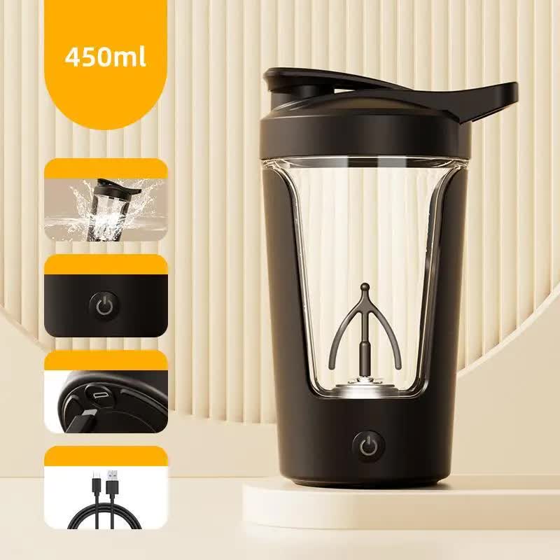 Black USB Rechargeable Automatic Stirring Cup - Leak-Proof, Temperature Resistant, and Shockproof Electric Coffee and Pr