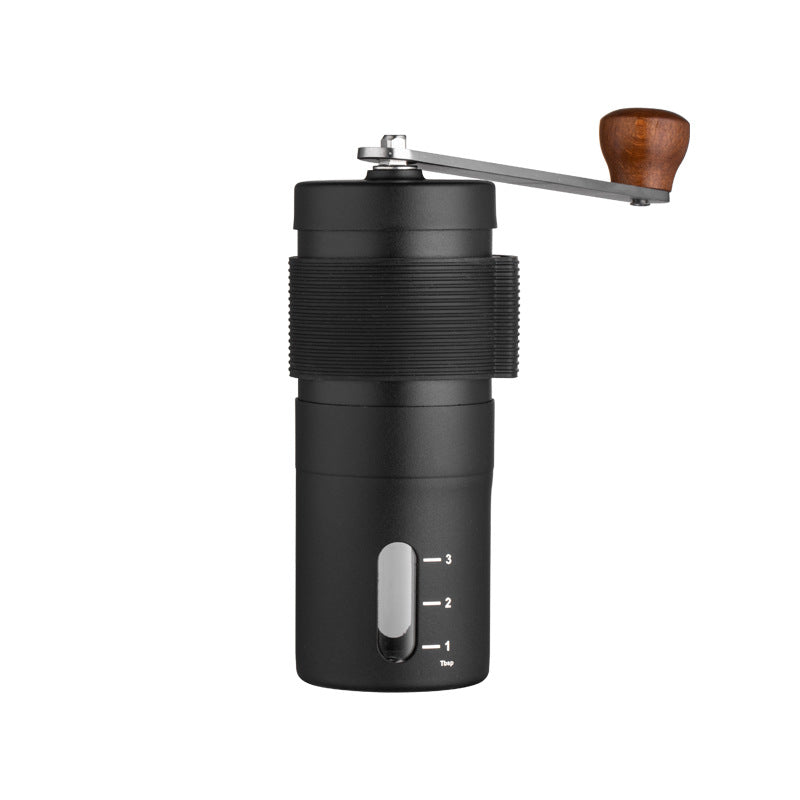 Black Portable Stainless Steel Coffee Grinder - Manual Hand-Cranked Coffee Mill, Heavy-Duty Burr Grinder for Fresh Coffe