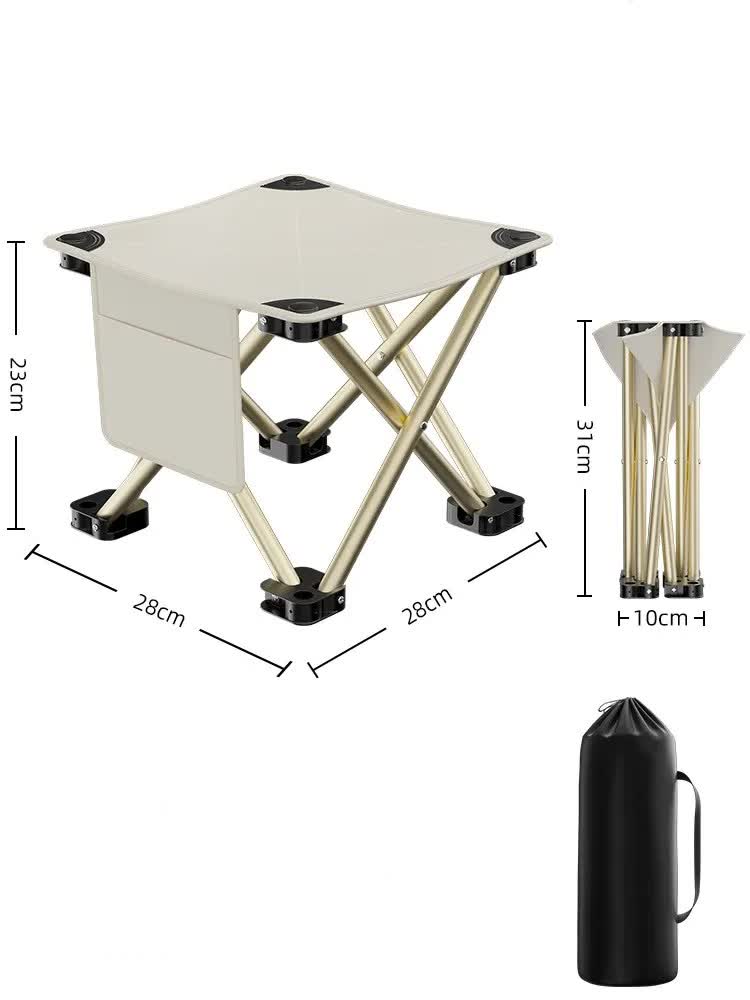23*28cm White Outdoor Folding Stool - Lightweight Portable Picnic Chair, Fishing Chair, Camping Seat, and Collapsible Be