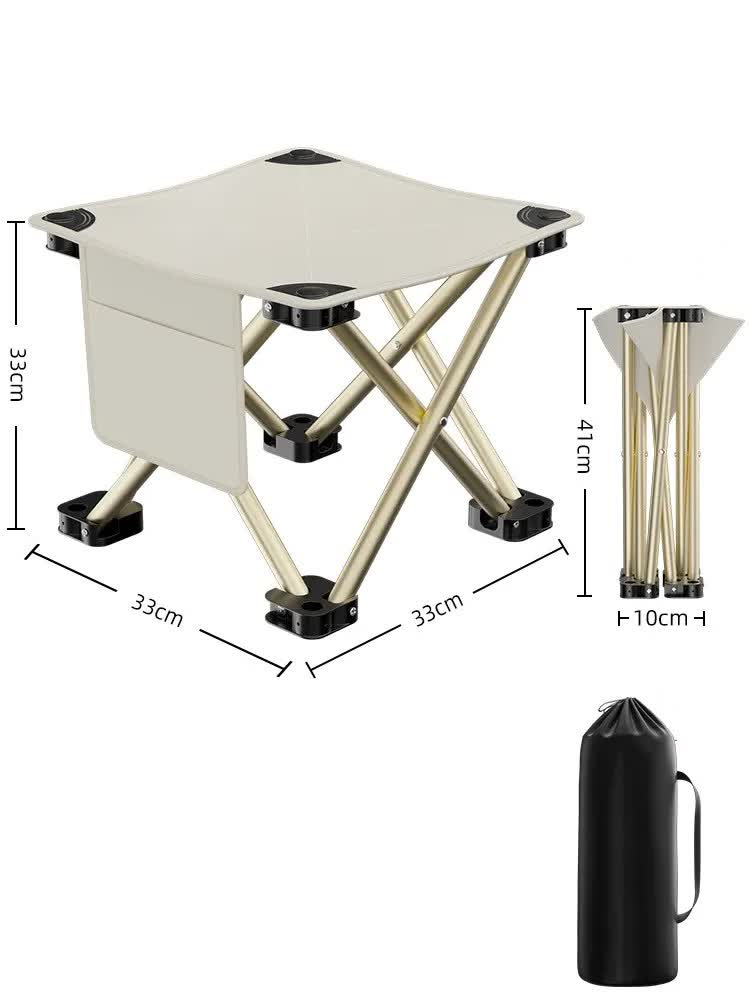 33*32cm White Outdoor Folding Stool - Lightweight Portable Picnic Chair, Fishing Chair, Camping Seat, and Collapsible Be