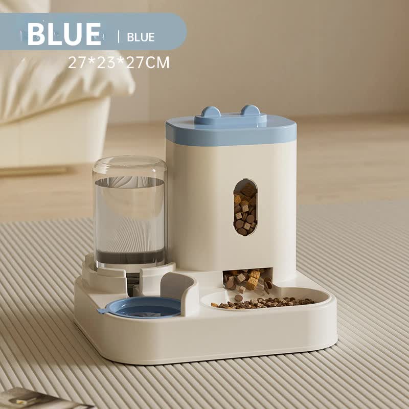 Blue Automatic Pet Feeder and Water Dispenser - Smart Dog Bowl & Cat Feeder, Universal Pet Feeding Station, Electric Pet