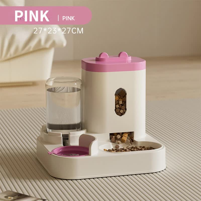 Pink Automatic Pet Feeder and Water Dispenser - Smart Dog Bowl & Cat Feeder, Universal Pet Feeding Station, Electric Pet