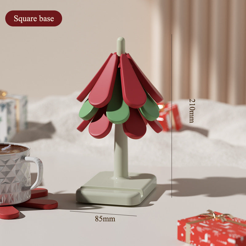 Square Base Red High temperature resistant table mat household teacup mat anti-scalding mat foldable insulation mat pot 