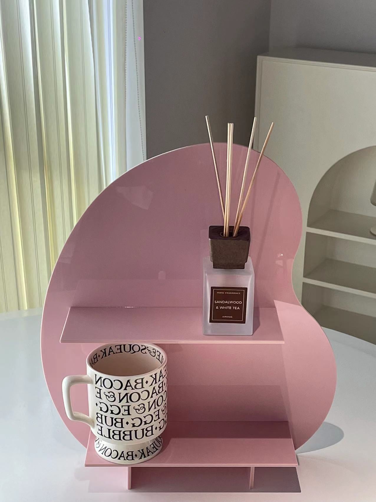 40*36*10cm Pink Acrylic Desktop Storage Organizer - Christmas Aromatherapy Display Shelf for Cosmetics, Candles, and Dec
