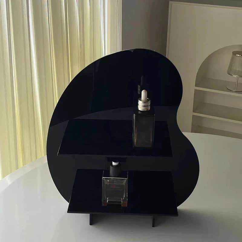 40*36*10cm Black Acrylic Desktop Storage Organizer - Christmas Aromatherapy Display Shelf for Cosmetics, Candles, and De
