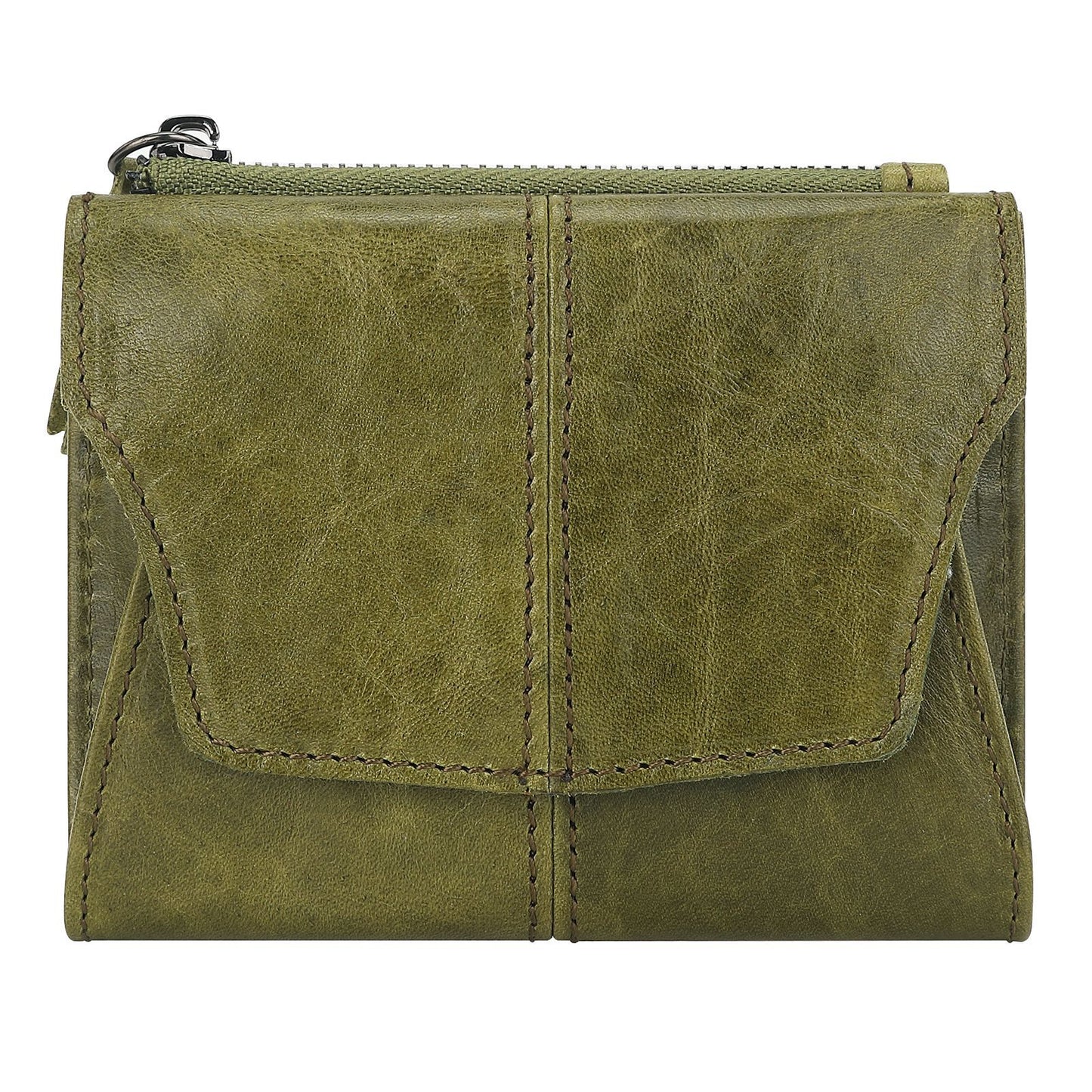 Olive Green Genuine Leather Women's Wallet - Multifunctional Coin & Card Holder, Fashionable Card Box in Top-Grade Cowhi