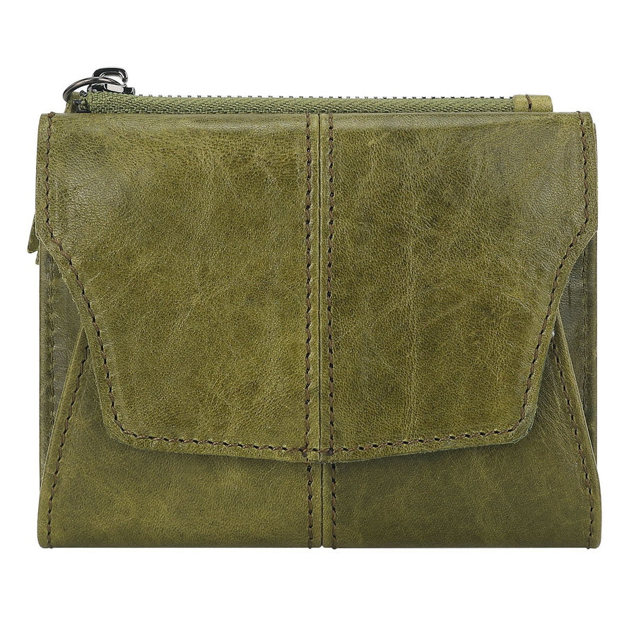 Olive Green Genuine Leather Women's Wallet - Multifunctional Coin & Card Holder, Fashionable Card Box in Top-Grade Cowhi