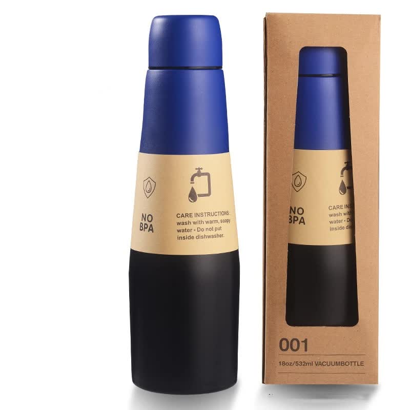 Black Blue Gradient High-Quality Gradient Color Insulated Water Bottle -304 Stainless Steel Vacuum Cup, Large Capacity, 