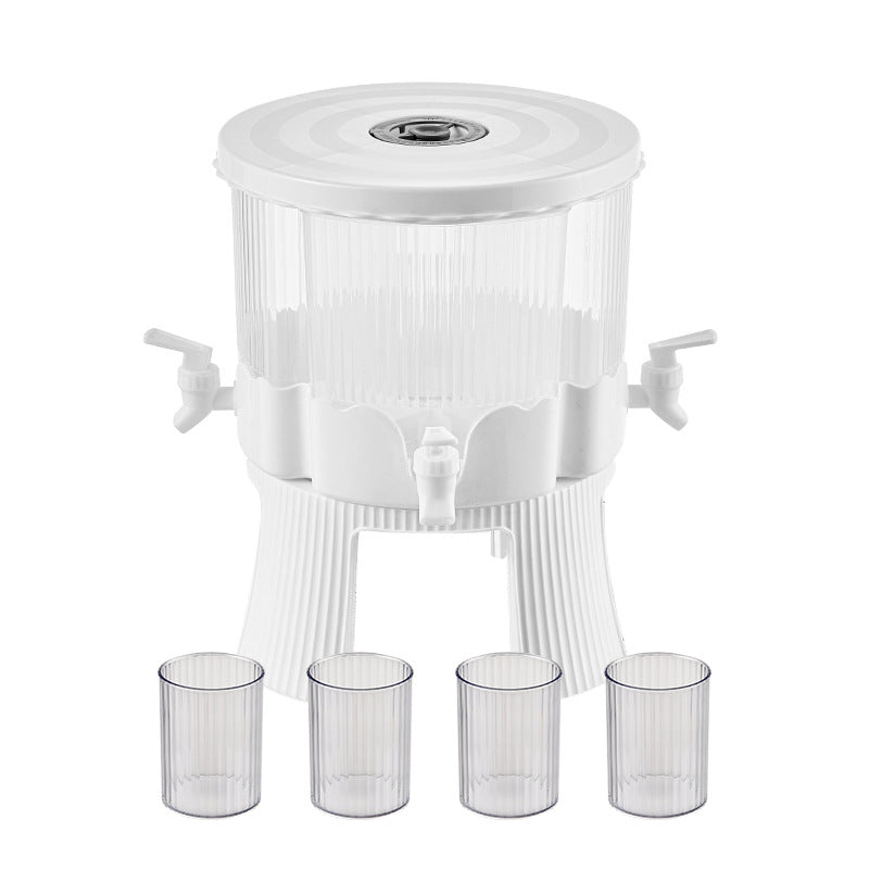 Water Bottle + 4 Cups Large Capacity Rotating Beverage Dispenser with Faucet, Multi-Compartment Refrigerator Water Jug f