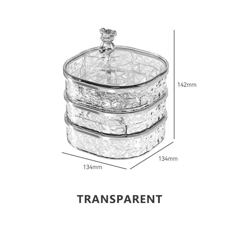 Transparent Three-Layer Rotatable Jewelry Organizer Box â€“ Stylish and Anti-Oxidation Storage for Earrings, Necklaces, 