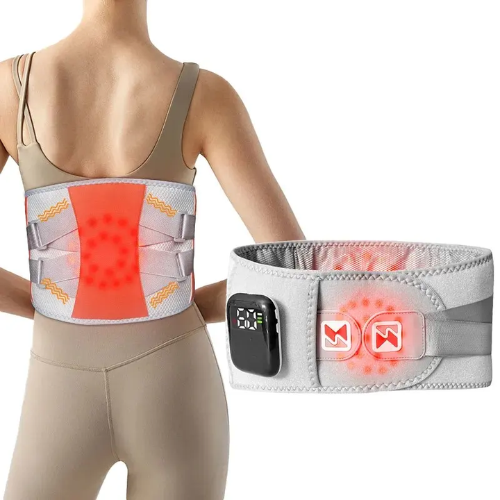Grey And Orange Wireless Heated Waist Massager with Lumbar Support â€“ Smart Back Pain Relief Device