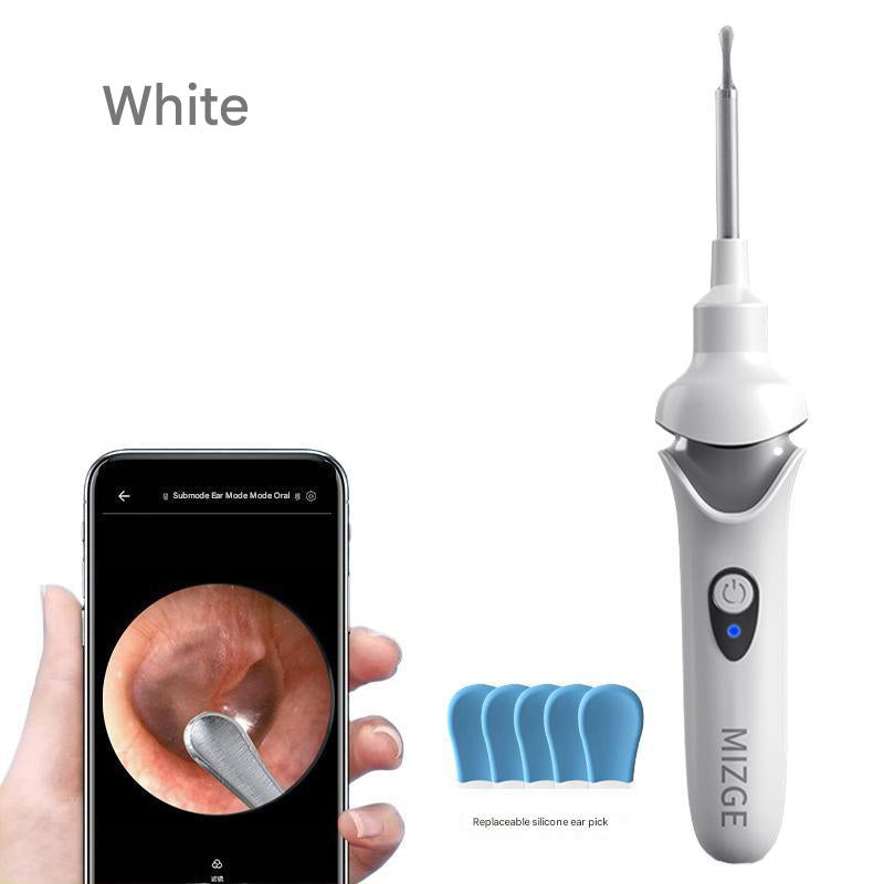 White Rechargeable Visual Electric Ear Cleaner with LED Light â€“ Safe and Effective Ear Wax Removal Tool for Adults and