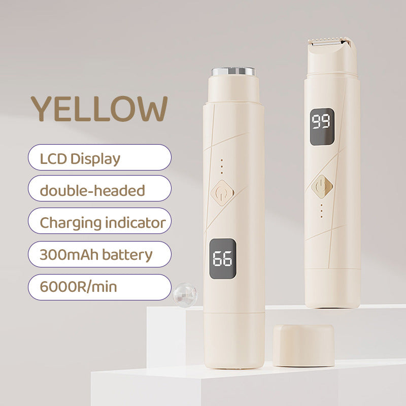Light Yellow Portable Wireless Electric Hair Remover â€“ Dual-Head Rechargeable Mini Shaver for Womenâ€™s Sensitive Area