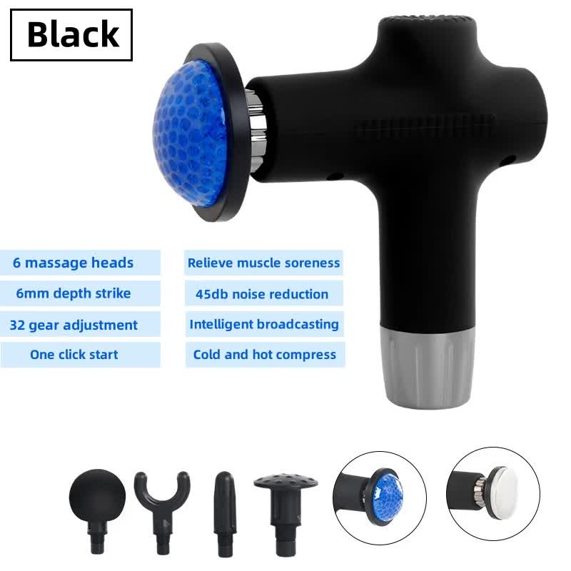 Black Mini 4-Head Deep Tissue Massage Gun â€“ Portable Wireless Fascia Gun for Muscle Relaxation with Cold & Heat Therap