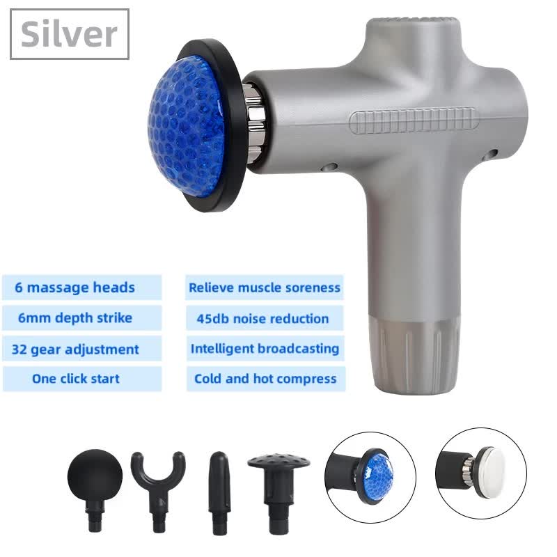 Sliver Mini 4-Head Deep Tissue Massage Gun - Portable Wireless Fascia Gun for Muscle Relaxation with Cold & Heat Therapy