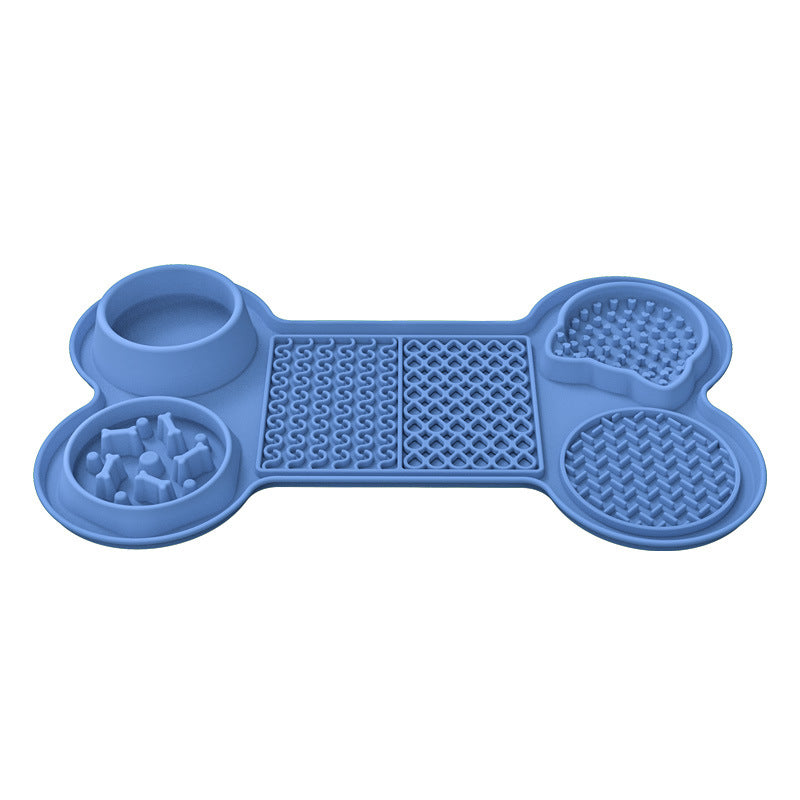 Blue Silicone Pet Licking Mat Slow Feeder Pad with Strong Suction and Foldable Design, Heat Resistant -40Â°C to 240Â°C, 