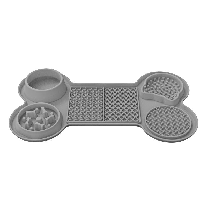Grey Silicone Pet Licking Mat Slow Feeder Pad with Strong Suction and Foldable Design, Heat Resistant -40Â°C to 240Â°C, 