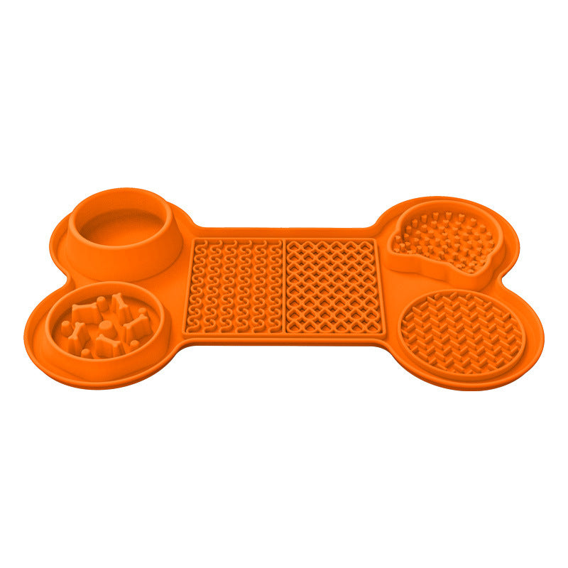 Orange Silicone Pet Licking Mat Slow Feeder Pad with Strong Suction and Foldable Design, Heat Resistant -40Â°C to 240Â°C