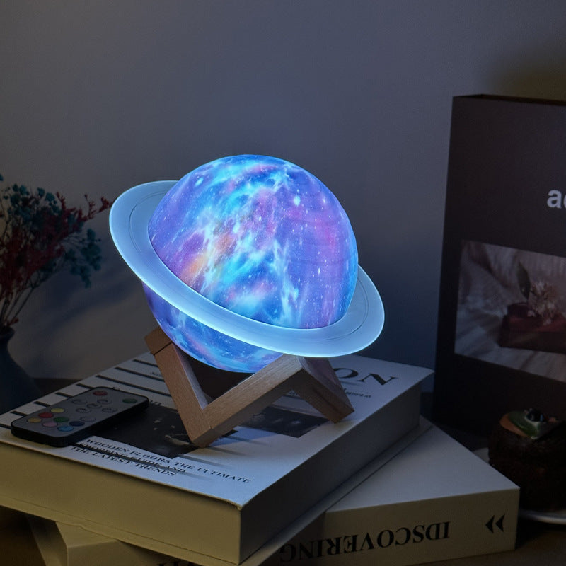 Purle And Blue 3D Saturn Ring Bluetooth Speaker with Adjustable LED Lights, HiFi Bass, USB Charging, and Immersive Sound